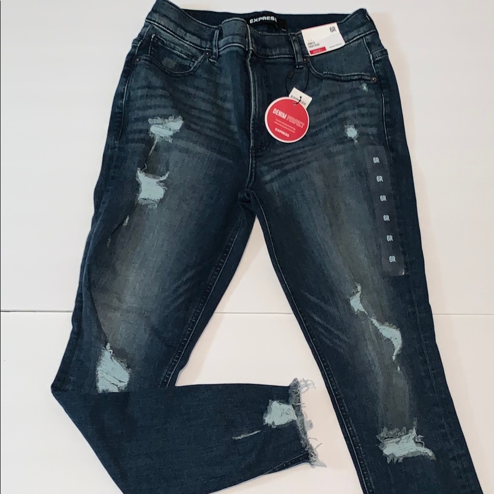 High Waisted Denim Ankle Leggings